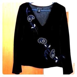 Black silk velvet top